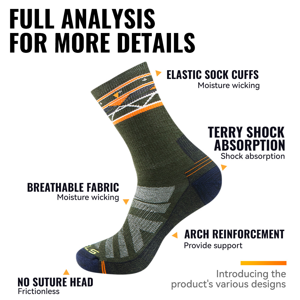 WRELS 1/2/3 Pasang Kaus Kaki H - Wool Hiking Sock ulasan dan harga